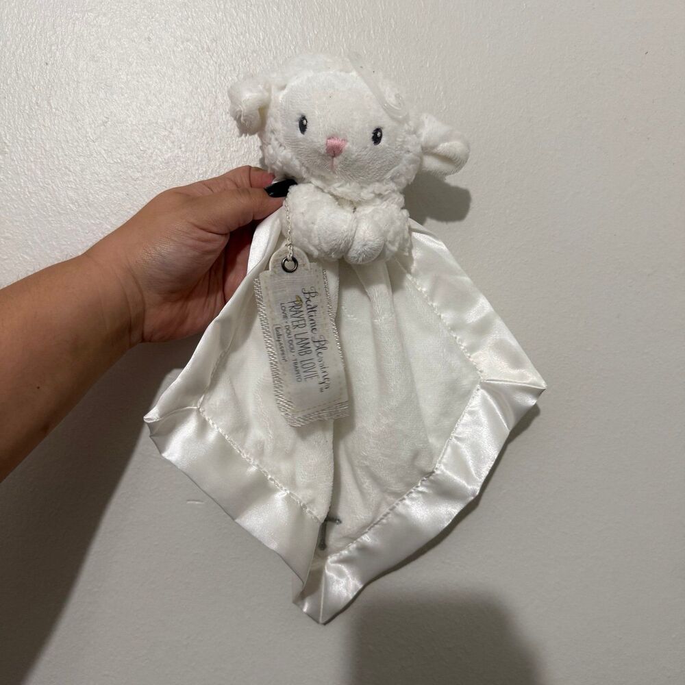Baby Aspen Bedtime Blessings Prayer Lamb Lovie Silver Cross Security Blanket
